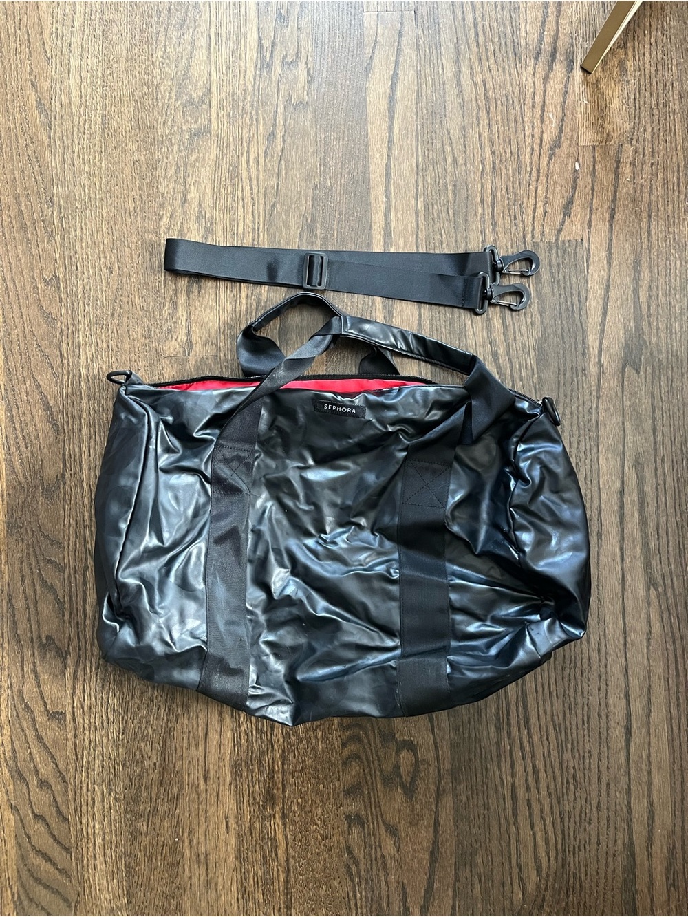 Sephora Black Duffel Bag with Red Interior Trim